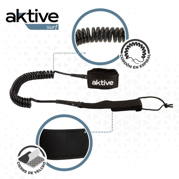 Leash Aktive Noir 20 cm Spirale Paddle Surf