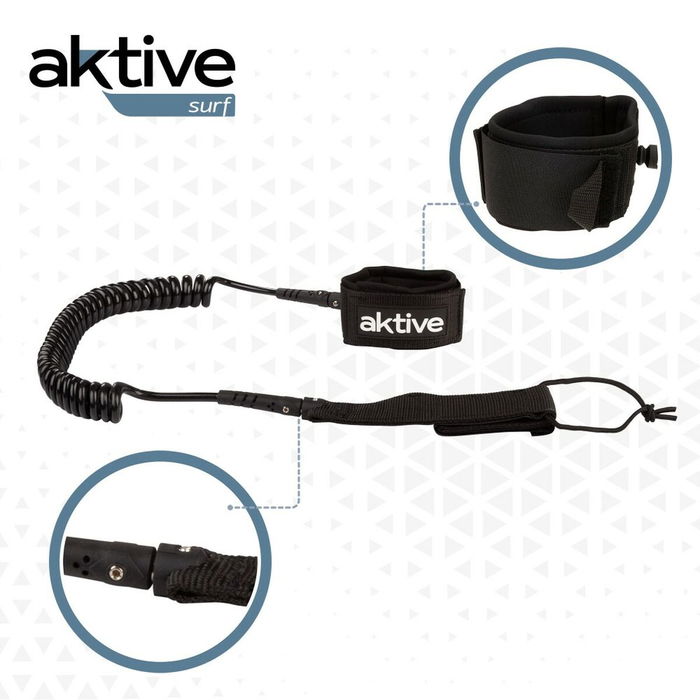 Leash Aktive Noir 20 cm Spirale Paddle Surf