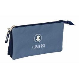 Trousse Fourre-Tout Triple El Pulpo Bleu Blue marine 22 x 12 x 3 cm