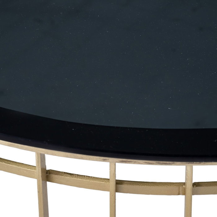 BigBuy Home Table Basse Noir Doré Rond