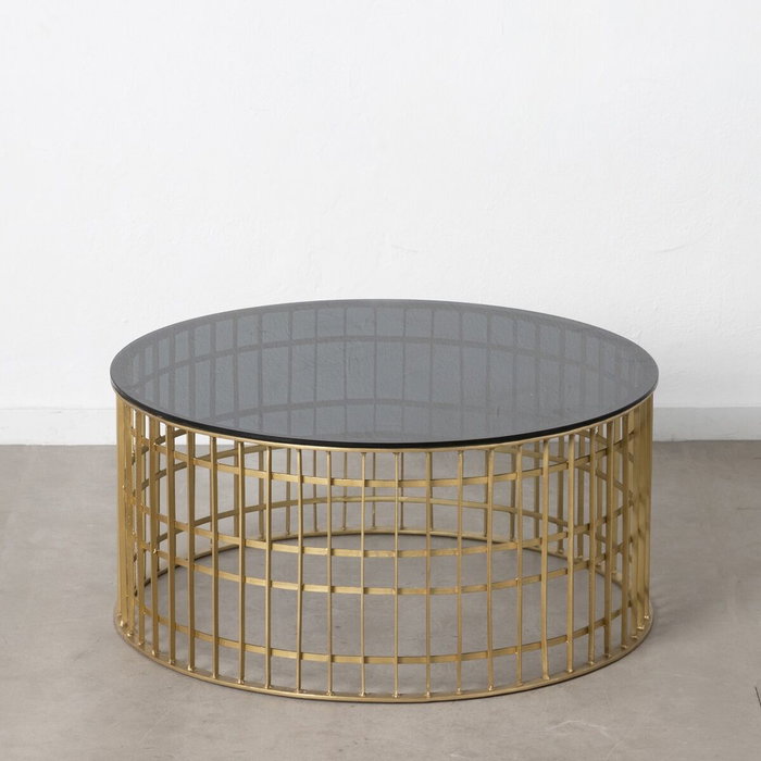BigBuy Home Table Basse Noir Doré Rond