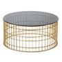 BigBuy Home Table Basse Noir Doré Rond