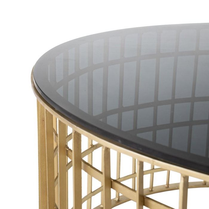 BigBuy Home Table Basse Noir Doré Rond