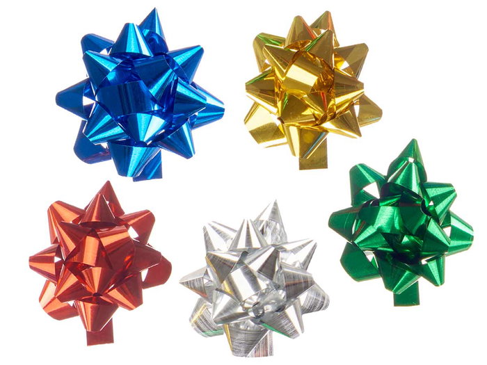 Pincello PVC 100 nœuds brillants 2,3 cm - Lot de couleurs assorties (jaune, bleu, argent, rouge, vert) (Set de 24)