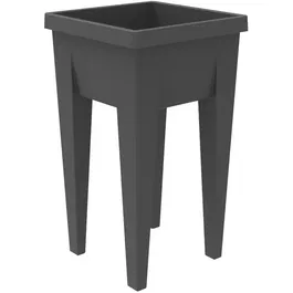 EDA - Veg&Table Aromatique - Potager sur pieds de balcon - 23 L - 38,5 x 38,5 x 68 cm - Gris anthracite - Système de rétention d'eau