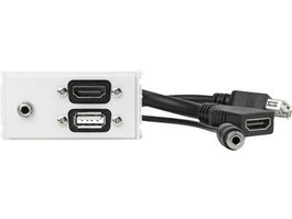 Vivolink Panneau de sortie HDMI + USB 2.0 + 3,5 mm, Blanc