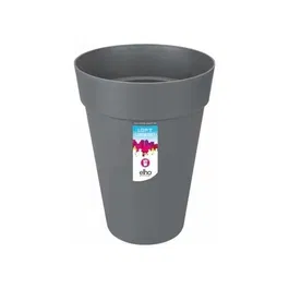 ELHO Loft Urban Pot de fleurs rond, diamètre 42 cm, hauteur 56 cm, Noir 100% recyclé avec réservoir d'eau intégré