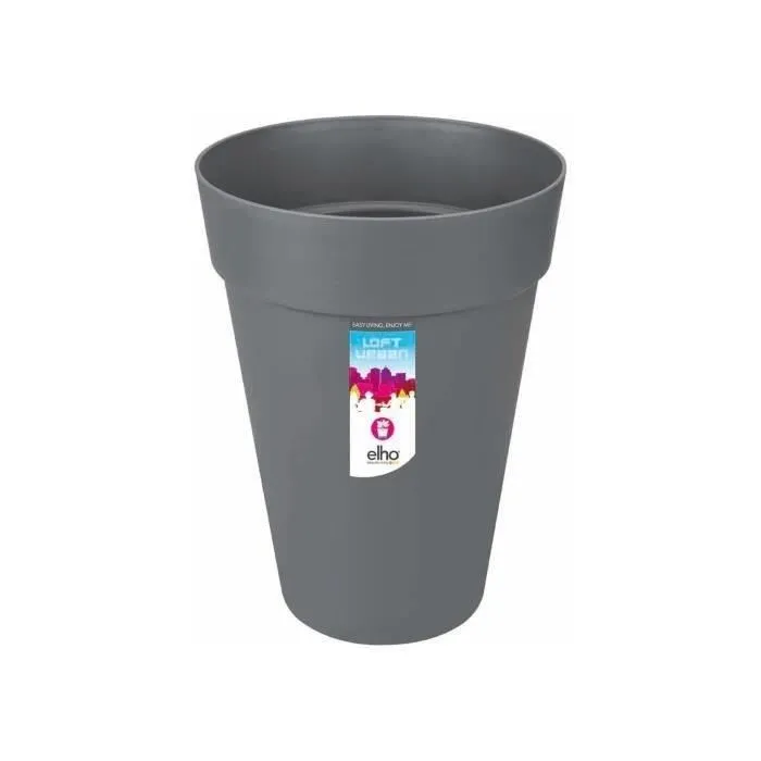 ELHO Loft Urban Pot de fleurs rond, diamètre 42 cm, hauteur 56 cm, Noir 100% recyclé avec réservoir d'eau intégré ELHO Loft Urban Pot de fleurs rond, diamètre 42 cm, hauteur 56 cm, Noir 100% recyclé avec réservoir d'eau intégré