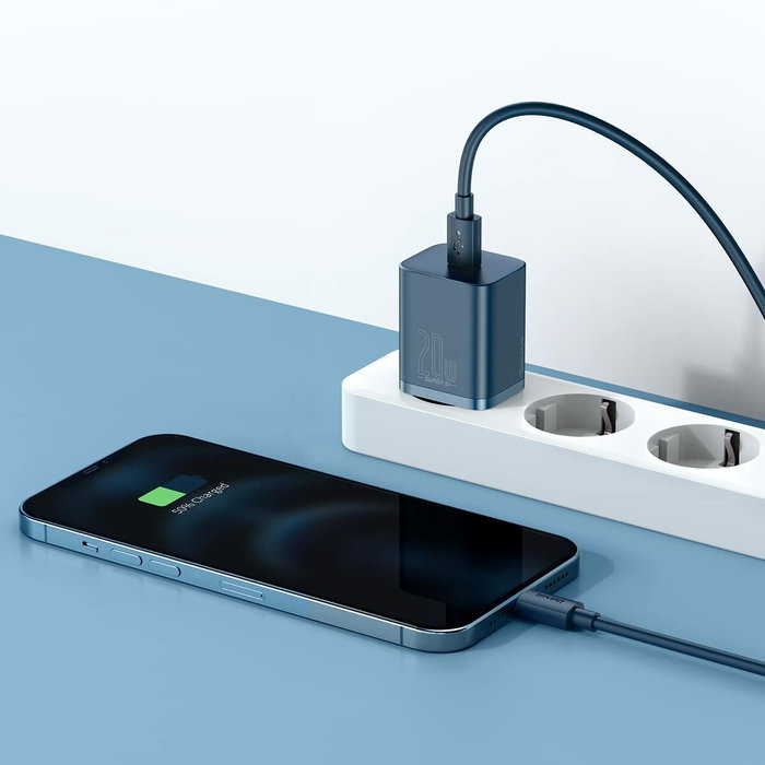 Baseus Chargeur mural TZCCSUP-B03 Bleu 20 W Baseus Chargeur mural TZCCSUP-B03 Bleu 20 W