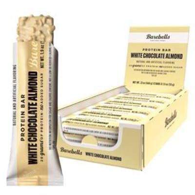 BAREBELLS Barre au chocolat blanc et amandes 12x55g BAREBELLS Barre au chocolat blanc et amandes 12x55g