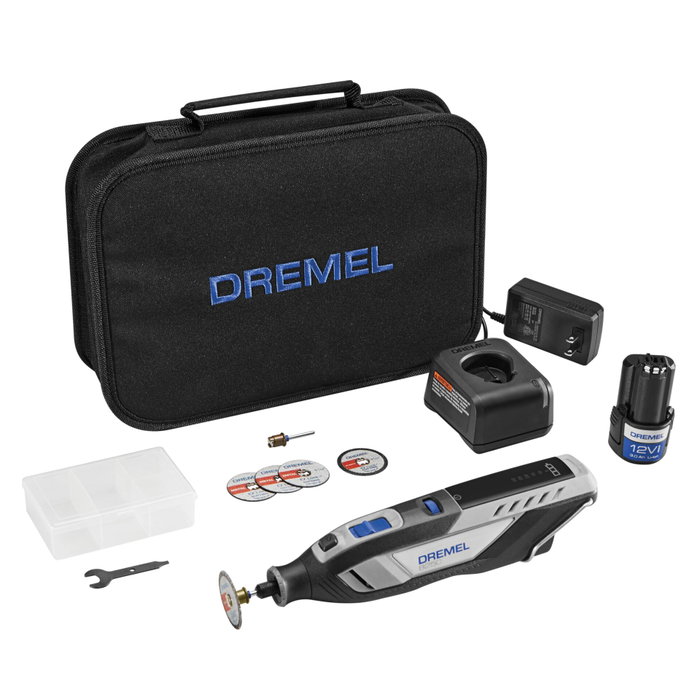 Dremel 8250 Outil Rotatif Multifonction Sans-fil 12V avec 5 accessoires et 1 batterie 2Ah Dremel 8250 Outil Rotatif Multifonction Sans-fil 12V avec 5 accessoires et 1 batterie 2Ah