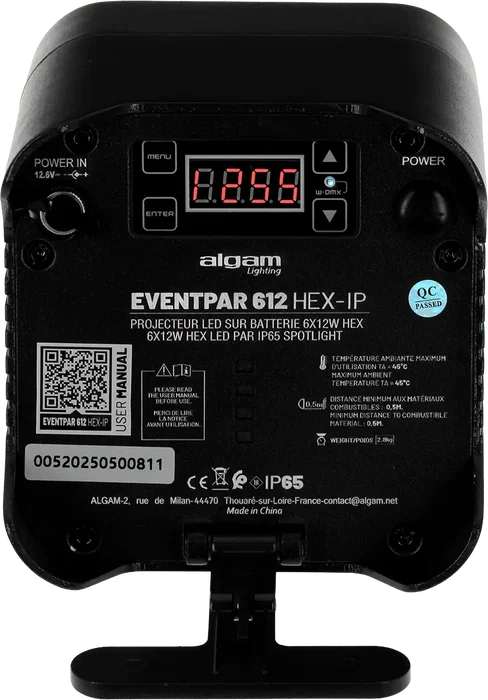 Algamlight Event Par 612 Hex IP - Projecteur LED 6x12W RGBWA+UV, IP65, avec batterie et W-DMX Algamlight Event Par 612 Hex IP - Projecteur LED 6x12W RGBWA+UV, IP65, avec batterie et W-DMX