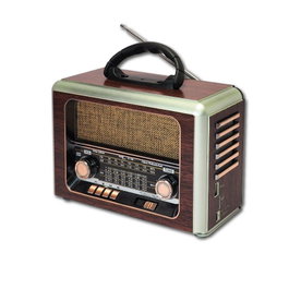 SAMI Radio Sami Vintage 8 bandes en bois avec alimentation AC/piles/batterie