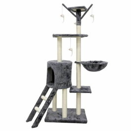 BigBuy Pets Arbre à chat gris avec niche et souris 79 x 34 x 138 cm