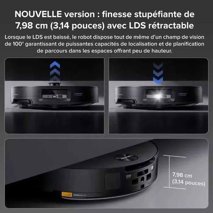 Roborock Saros 10 - Aspirateur Robot Laveur Autonome avec Station de Nettoyage, Aspiration 22000 Pa, Autonomie 220 min, Couverture 240 m², LDS Rétractable, Noir