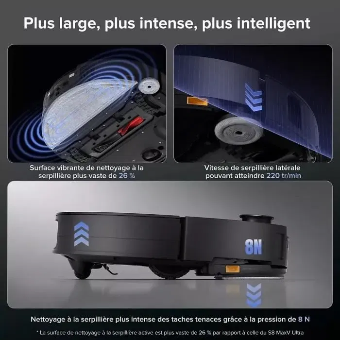 Roborock Saros 10 - Aspirateur Robot Laveur Autonome avec Station de Nettoyage, Aspiration 22000 Pa, Autonomie 220 min, Couverture 240 m², LDS Rétractable, Noir