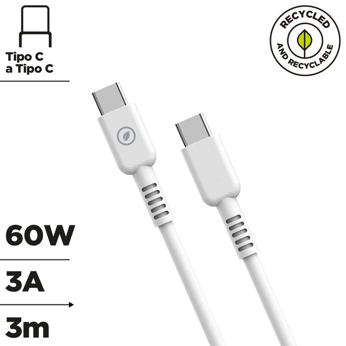 Câble USB-C vers USB-C Muvit for Change Blanc 3 m