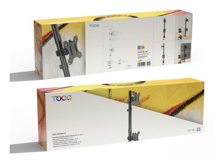 Tooq DB1233TNV-B Support de Table Double Écran Vertical 13 à 32 Pouces VESA 75x75mm 100x100mm Tooq DB1233TNV-B Support de Table Double Écran Vertical 13 à 32 Pouces VESA 75x75mm 100x100mm