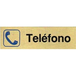 DUVER Plaque en Aluminium Or TELEFONO 150x45 mm