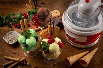 Ariete 643/00 - Sorbetière électrique compacte Party Time rouge, 1,5 L, 220 V - Pour glaces, sorbets et yaourts glacés maison
