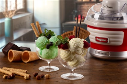 Ariete 643/00 - Sorbetière électrique compacte Party Time rouge, 1,5 L, 220 V - Pour glaces, sorbets et yaourts glacés maison