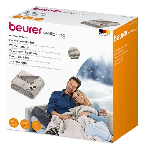 Beurer HD-150-XXL Couverture chauffante électrique à 6 niveaux de température - Douce et sans peluches - Système de sécurité BSS - Arrêt automatique