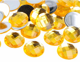 Innspiro Gemas acryliques circulaires jaunes 25mm 100u.