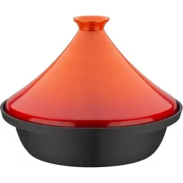GSW - Tajine en fonte massive - 30 x 22 cm - Couvercle en céramique - Compatible induction et four - Cuisson uniforme - Orange
