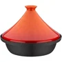 GSW - Tajine en fonte massive - 30 x 22 cm - Couvercle en céramique - Compatible induction et four - Cuisson uniforme - Orange