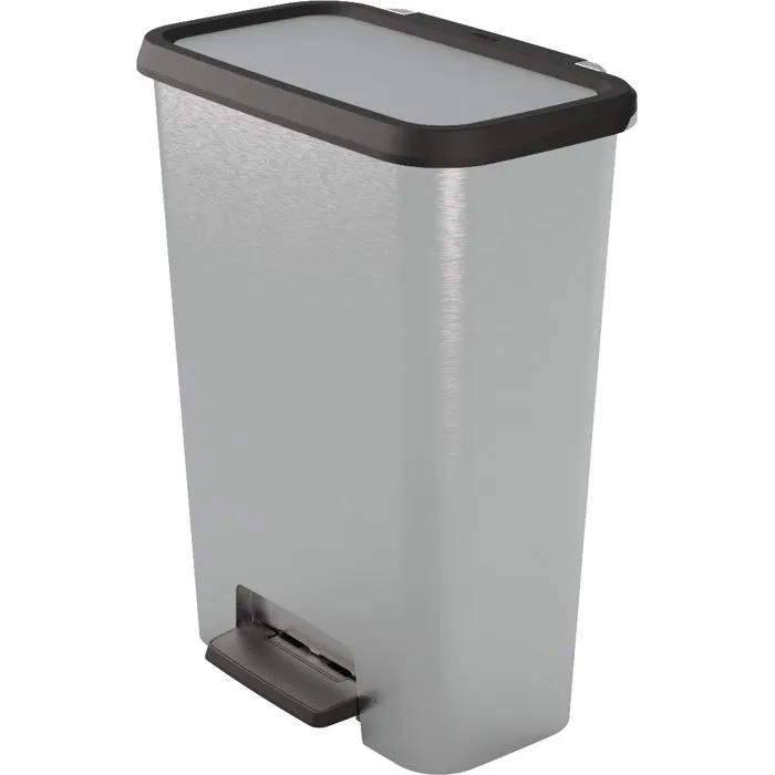 Curver Compatta Duo Poubelle à Pédale de Tri 23L + 23L Gris Aspect Métal Polypropylène Curver Compatta Duo Poubelle à Pédale de Tri 23L + 23L Gris Aspect Métal Polypropylène