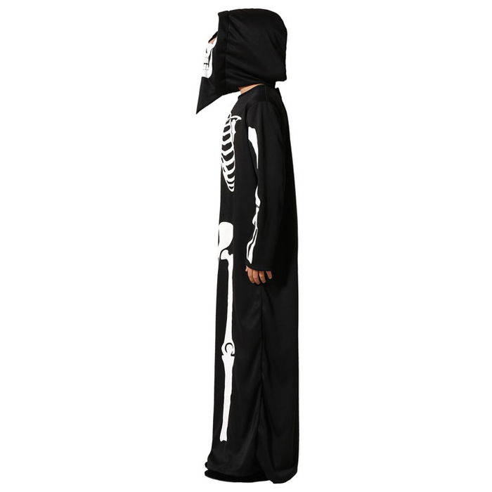 Déguisement Squelette Combinaison avec Capuche pour Enfant 5-6 Ans Unisexe - Idéal Halloween, Noir, Polyester