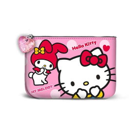 Karactermania Monedero Hello Kitty Lovel avec compartiment et fermeture éclair - Petit portefeuille carré en polyester 10 x 13 x 3 cm Rose