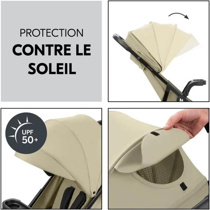 Hauck - Poussette compacte SHOP N CARE - 4 roues anti-crevaison - Dossier et repose-pieds réglables - Pare-soleil UPF 50+ - Panier XL - Olive