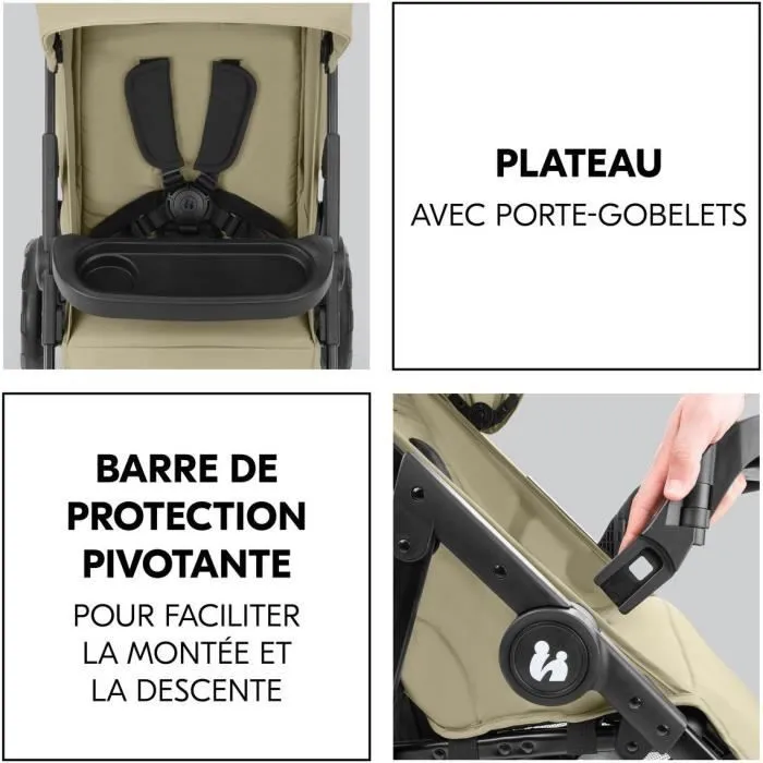 Hauck - Poussette compacte SHOP N CARE - 4 roues anti-crevaison - Dossier et repose-pieds réglables - Pare-soleil UPF 50+ - Panier XL - Olive