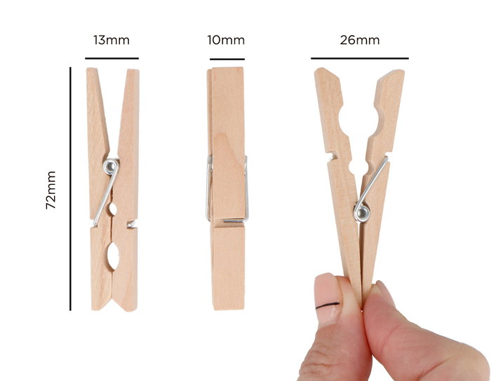 Innspiro Pinzas de madera natural 72x10mm 60u.