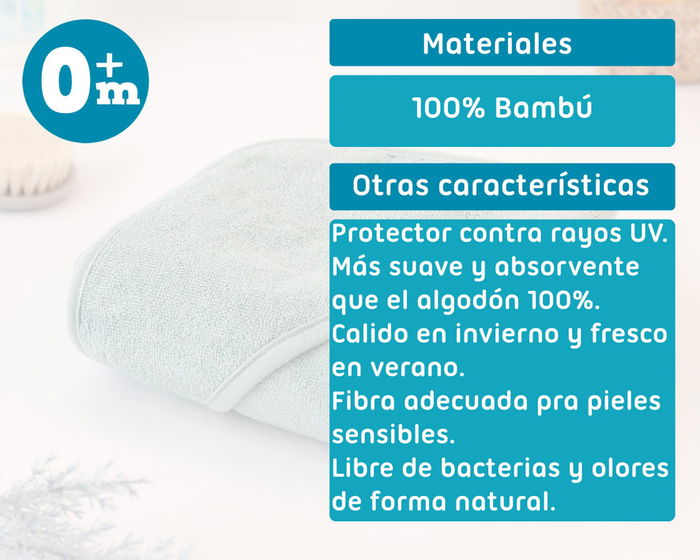 KioKids Toaille de bain pour bébé 100% bambou, capuche, 76x76 cm, 380 g, ultra douce et absorbante, certifiée OEKO-TEX, vert sauge