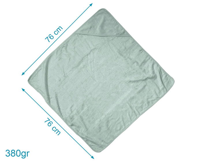 KioKids Toaille de bain pour bébé 100% bambou, capuche, 76x76 cm, 380 g, ultra douce et absorbante, certifiée OEKO-TEX, vert sauge
