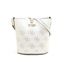 Guess Sac à main Seau Amara Blanc avec logo 4G