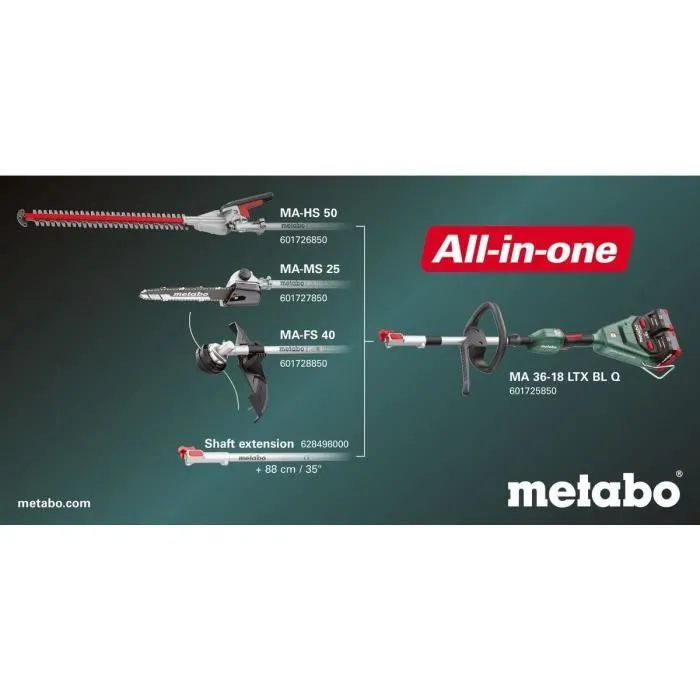 Metabo Accessoire pour Débroussailleuse MA-FS 40 18 V - Kit Capot, Lame 3 Hélices, Bobine Fil 2 mm et Clés