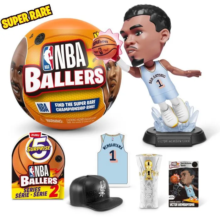 ZURU NBA Ballers S2 - Capsule surprise avec figurine aléatoire à collectionner - Poster et mini-ballon inclus - À partir de 3 ans