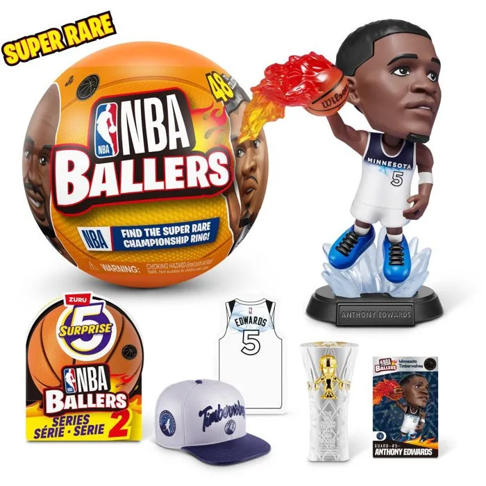 ZURU NBA Ballers S2 - Capsule surprise avec figurine aléatoire à collectionner - Poster et mini-ballon inclus - À partir de 3 ans