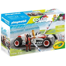 Playmobil Color Hot Rod avec Rampes et Accessoires - Set de Voiture à Colorier Crayola