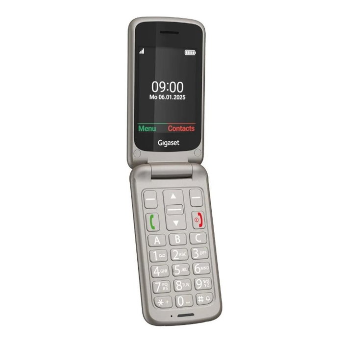 Gigaset GL595 Téléphone Mobile Senior Gris Titanium avec Bouton SOS, Écran 2.8", Bluetooth, USB-C, IP44
