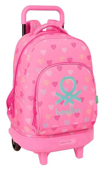 Benetton Mochila à roues compacte extraible Heart 33x45x22cm Benetton Mochila à roues compacte extraible Heart 33x45x22cm