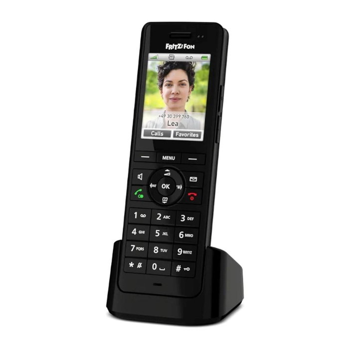 Fritz! Fon X6 20003009 Téléphone DECT sans fil, écran couleur 2,4 pouces, haut-parleur HD, mains libres, noir