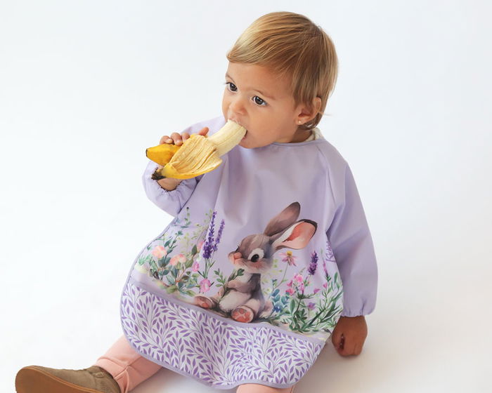 KioKids Little Sauvage - Bavoir Imperméable avec Manches et Poche, Lavande, pour Bébé à partir de 4 mois KioKids Little Sauvage - Bavoir Imperméable avec Manches et Poche, Lavande, pour Bébé à partir de 4 mois