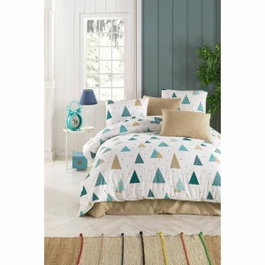 BigBuy Home Parure de couette King size Blanc, Bleu et Beige (3 pièces) inevitable