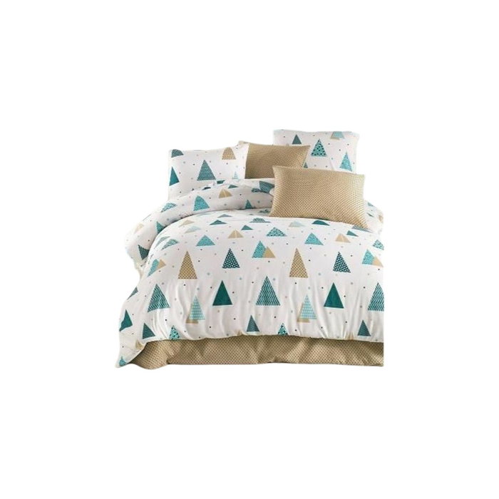 BigBuy Home Parure de couette King size Blanc, Bleu et Beige (3 pièces) inevitable