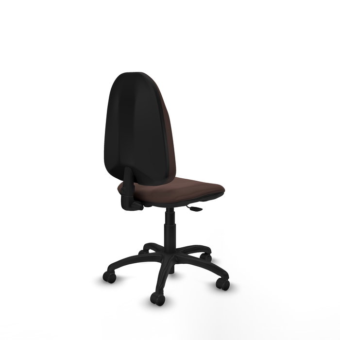 Chaise Algarra Contact permament de base Cuir écologique Marron foncé Structure polyamide noire Sans accoudoirs Sans appui-tête Roulettes autofreinées