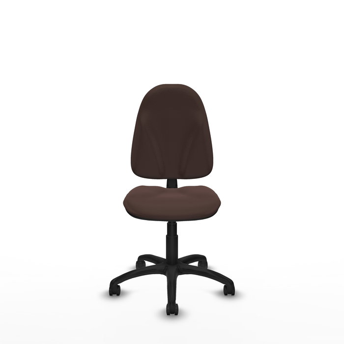 Chaise Algarra Contact permament de base Cuir écologique Marron foncé Structure polyamide noire Sans accoudoirs Sans appui-tête Roulettes autofreinées